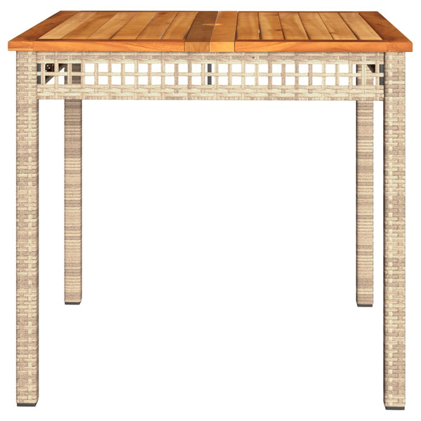 Beiger Poly Rattan Gartentisch 80x80 cm