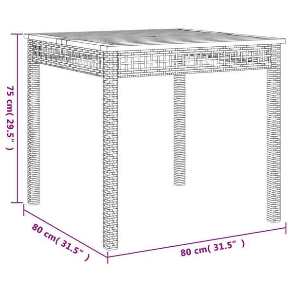 Beiger Poly Rattan Gartentisch 80x80 cm