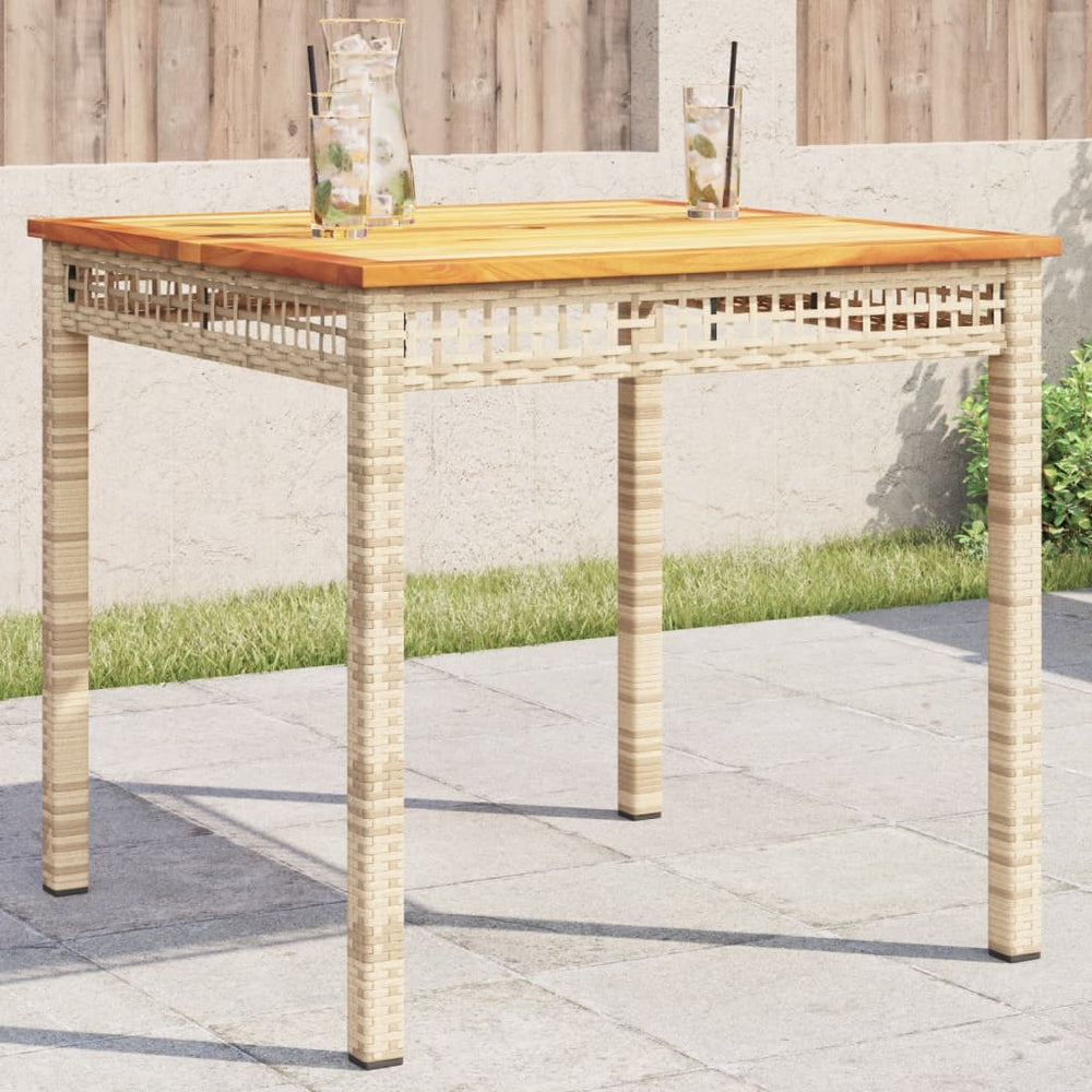Beiger Poly Rattan Gartentisch 80x80 cm