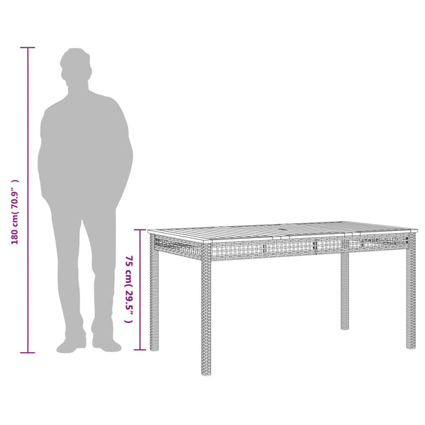 Schwarzer Gartentisch 140x80 cm