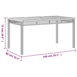 Gartentisch Grau 140x80 cm Poly Rattan