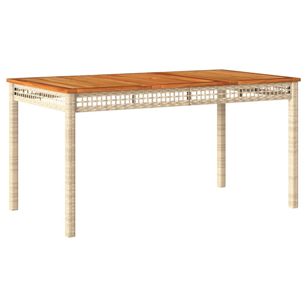 Gartentisch Beige Poly Rattan Akazie 140x80 cm