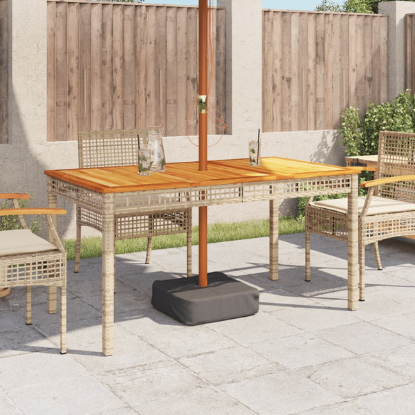 Gartentisch Beige Poly Rattan Akazie 140x80 cm
