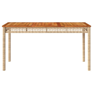 Gartentisch Beige Poly Rattan Akazie 140x80 cm