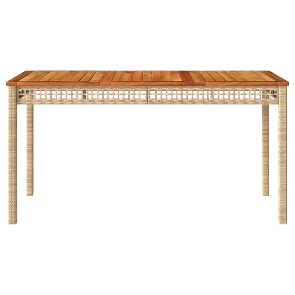 Gartentisch Beige Poly Rattan Akazie 140x80 cm