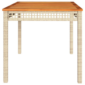 Gartentisch Beige Poly Rattan Akazie 140x80 cm