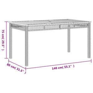 Gartentisch Beige Poly Rattan Akazie 140x80 cm