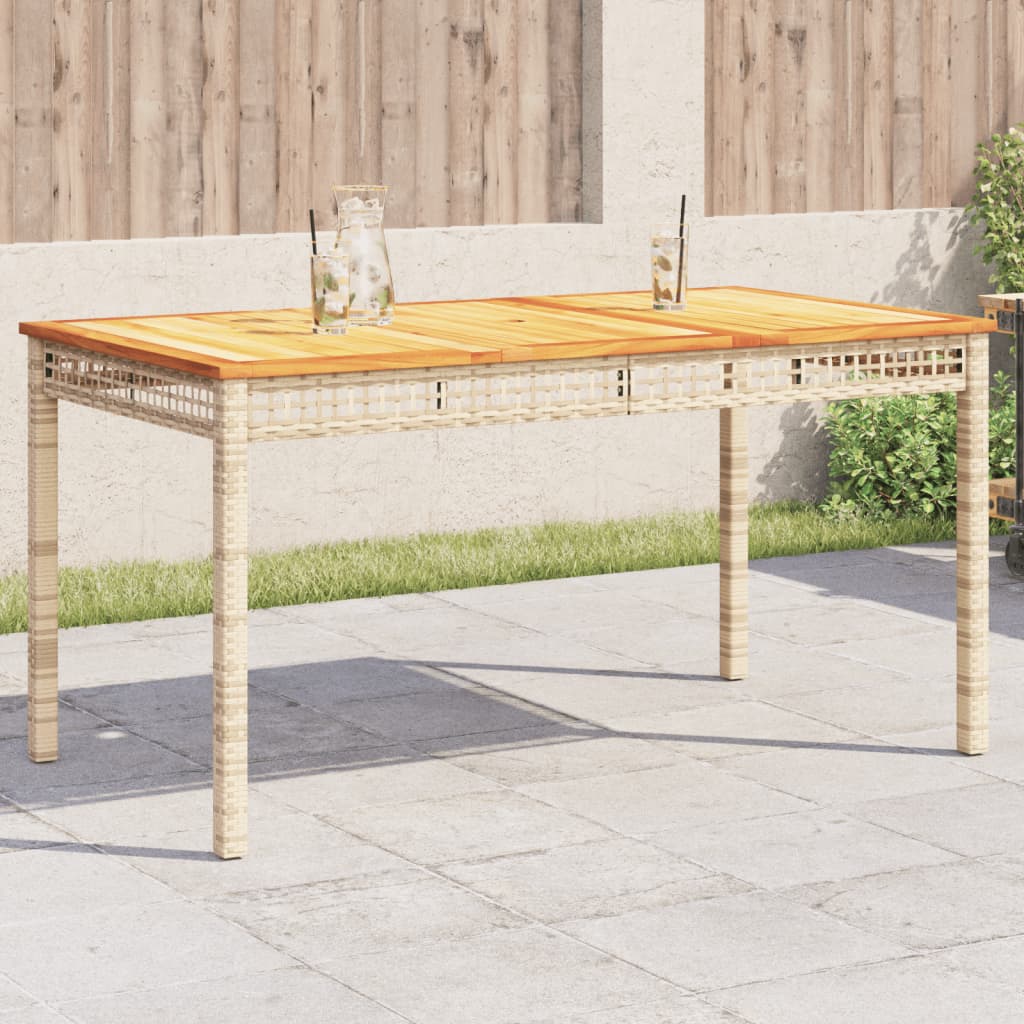 Gartentisch Beige Poly Rattan Akazie 140x80 cm