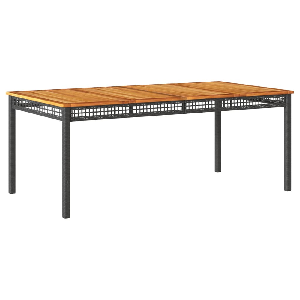 Gartentisch Schwarz 180x90 cm Poly Rattan Akazie