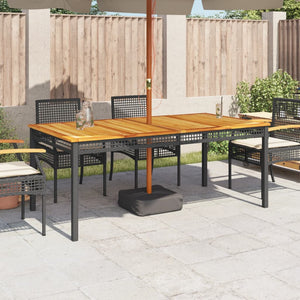 Gartentisch Schwarz 180x90 cm Poly Rattan Akazie