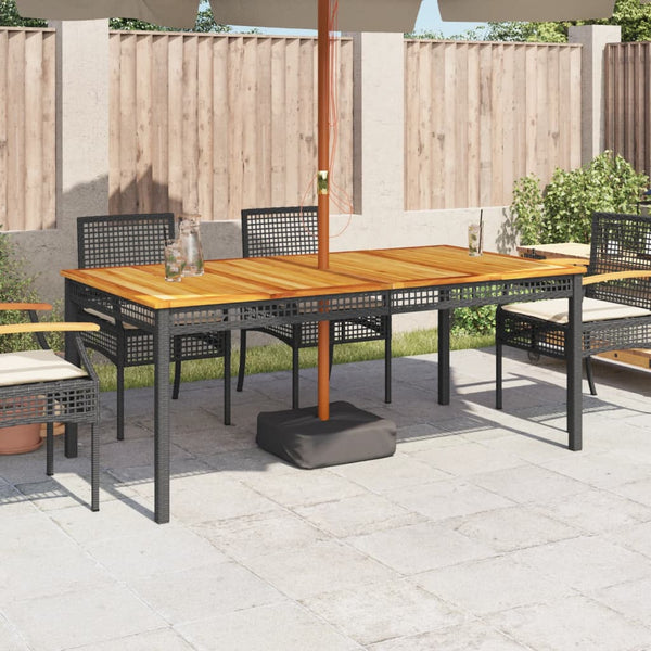 Gartentisch Schwarz 180x90 cm Poly Rattan Akazie
