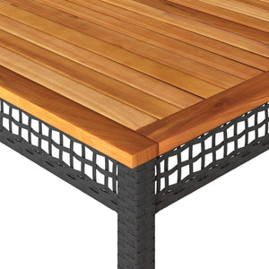 Gartentisch Schwarz 180x90 cm Poly Rattan Akazie