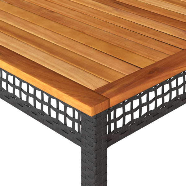 Gartentisch Schwarz 180x90 cm Poly Rattan Akazie