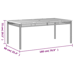 Gartentisch Schwarz 180x90 cm Poly Rattan Akazie