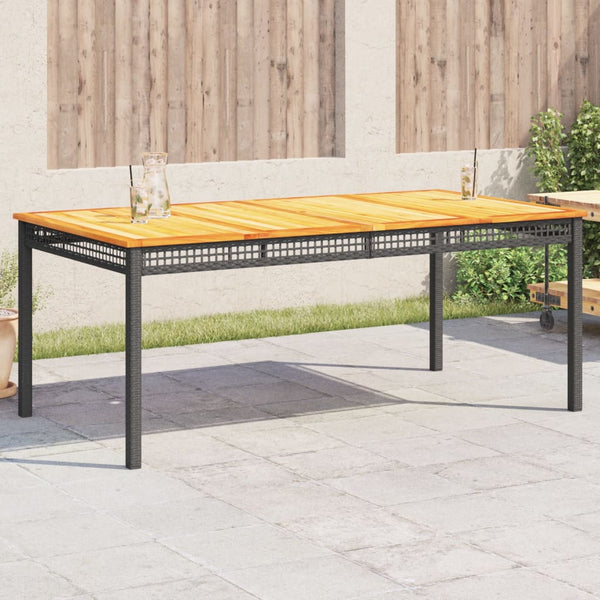 Gartentisch Schwarz 180x90 cm Poly Rattan Akazie