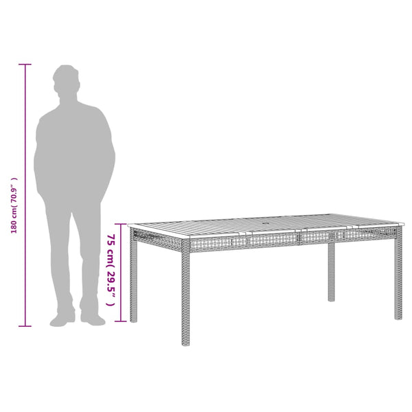 Gartentisch Grau 180x90 cm Poly Rattan Akazie