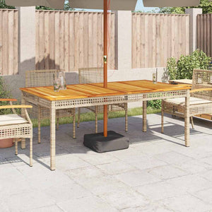 Gartentisch Beige 180x90 cm Poly Rattan Akazie