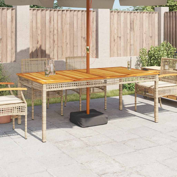 Gartentisch Beige 180x90 cm Poly Rattan Akazie