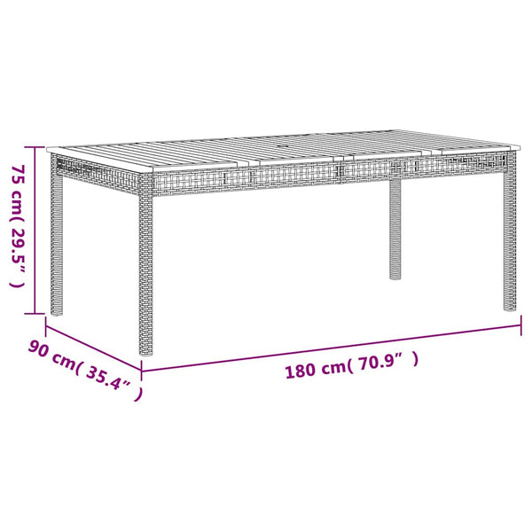 Gartentisch Beige 180x90 cm Poly Rattan Akazie