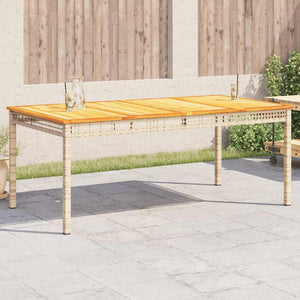 Gartentisch Beige 180x90 cm Poly Rattan Akazie