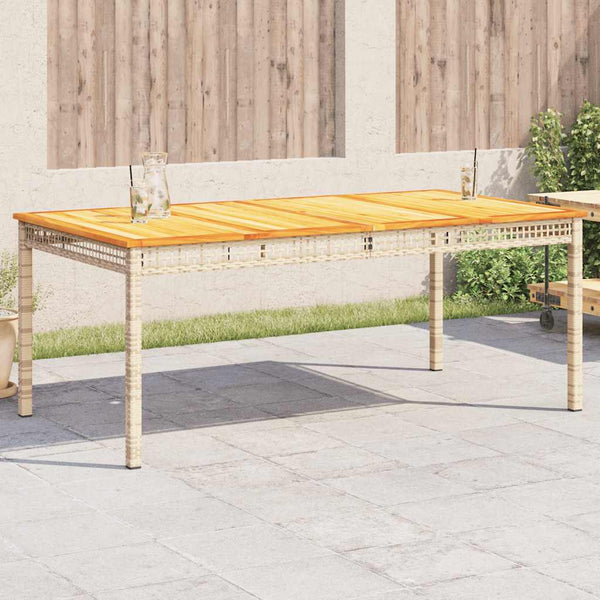Gartentisch Beige 180x90 cm Poly Rattan Akazie