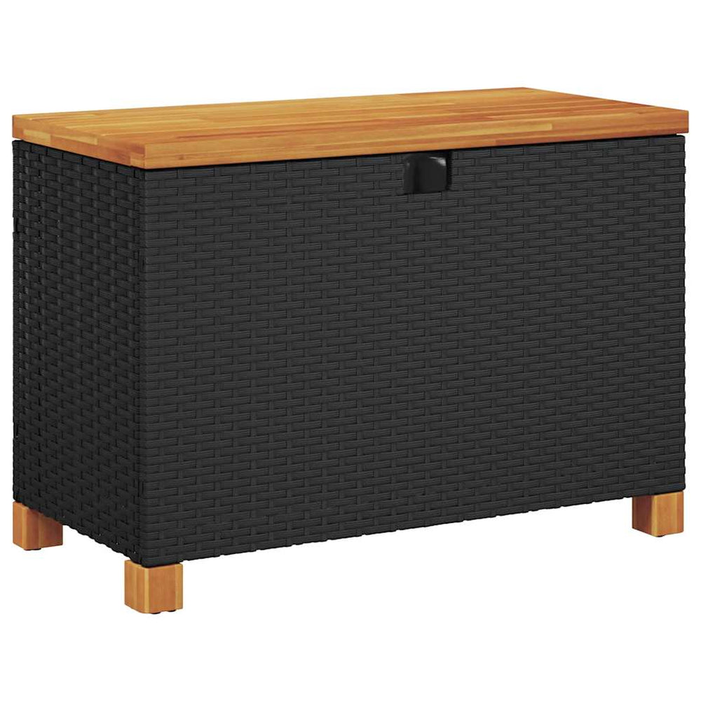 Garten Auflagenbox Schwarz Poly Rattan 80x40x48cm