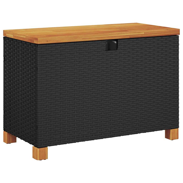 Garten Auflagenbox Schwarz Poly Rattan 80x40x48cm
