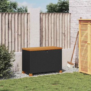 Garten Auflagenbox Schwarz Poly Rattan 80x40x48cm