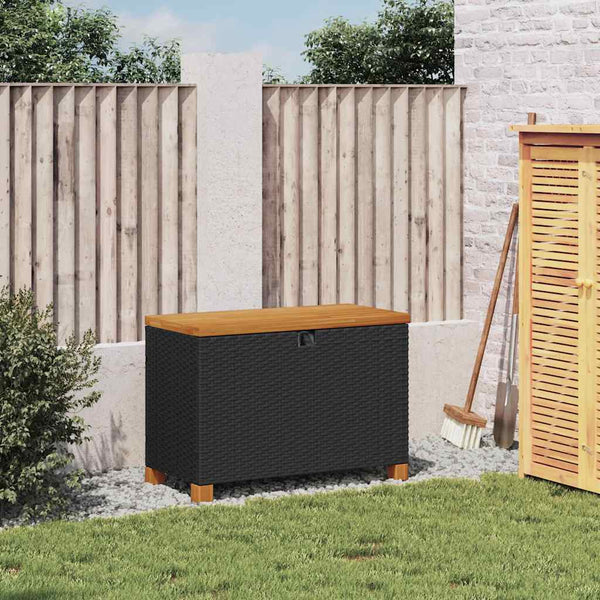 Garten Auflagenbox Schwarz Poly Rattan 80x40x48cm