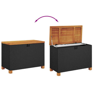 Garten Auflagenbox Schwarz Poly Rattan 80x40x48cm