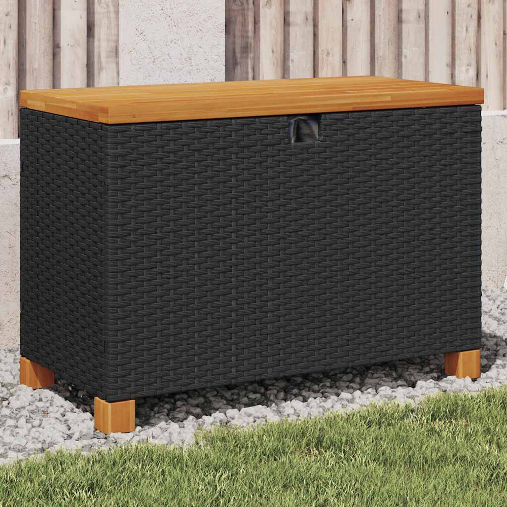 Garten Auflagenbox Schwarz Poly Rattan 80x40x48cm