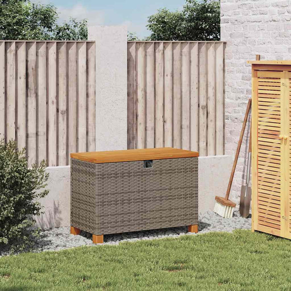 Gartentruhe Grau 80x40x48cm Poly Rattan