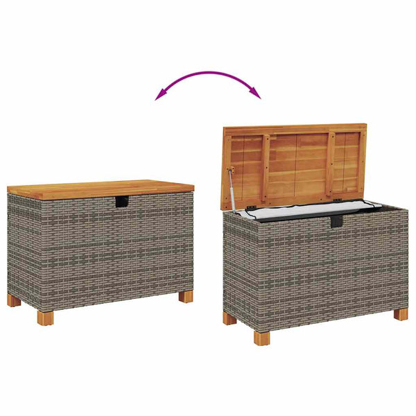 Gartentruhe Grau 80x40x48cm Poly Rattan