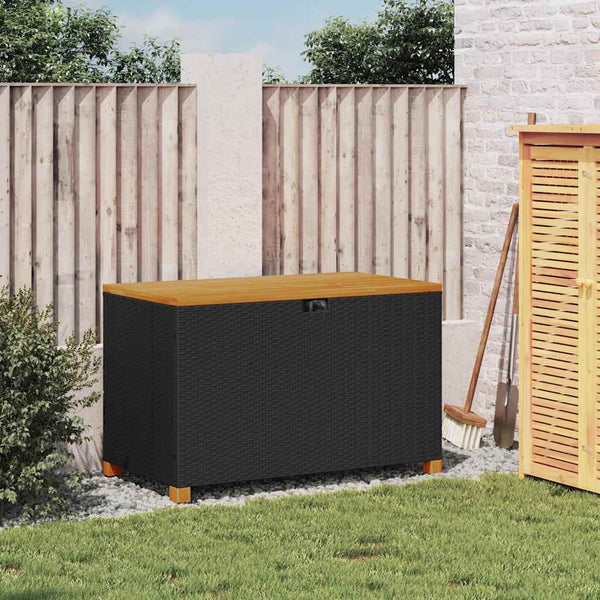 Gartentruhe Schwarz 110 cm Poly Rattan