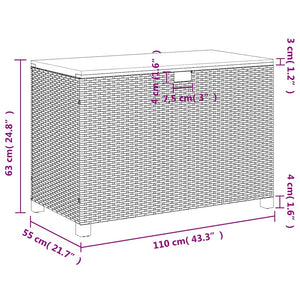 Gartentruhe Schwarz 110 cm Poly Rattan