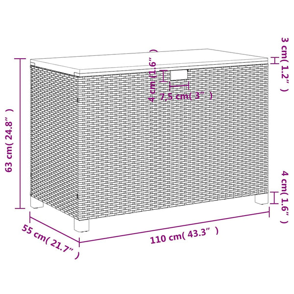 Gartentruhe Schwarz 110 cm Poly Rattan