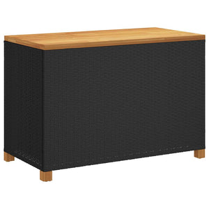 Gartentruhe Schwarz 110 cm Poly Rattan