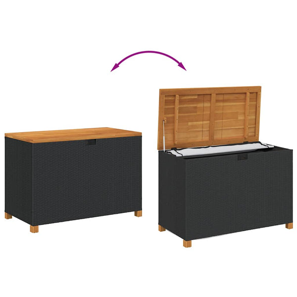 Gartentruhe Schwarz 110 cm Poly Rattan
