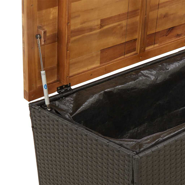 Gartentruhe Schwarz 110 cm Poly Rattan