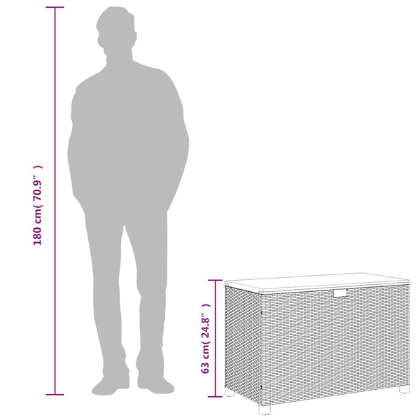 Gartentruhe Schwarz 110 cm Poly Rattan