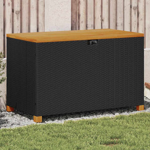 Gartentruhe Schwarz 110 cm Poly Rattan