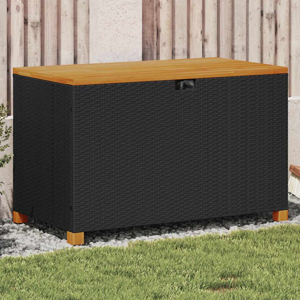 Gartentruhe Schwarz 110 cm Poly Rattan