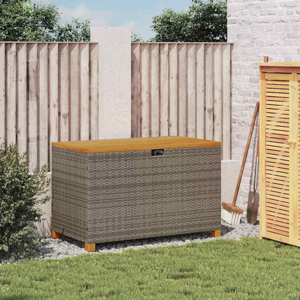 Gartentruhe Grau 110 cm Poly Rattan