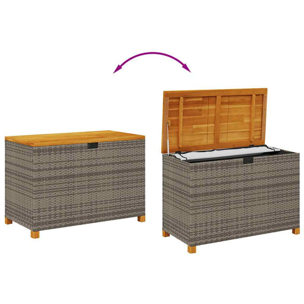 Gartentruhe Grau 110 cm Poly Rattan