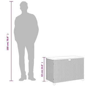Gartentruhe Grau 110 cm Poly Rattan