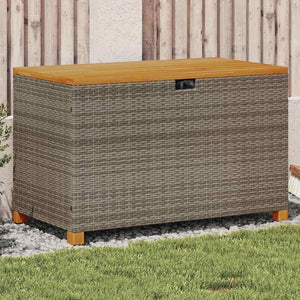 Gartentruhe Grau 110 cm Poly Rattan