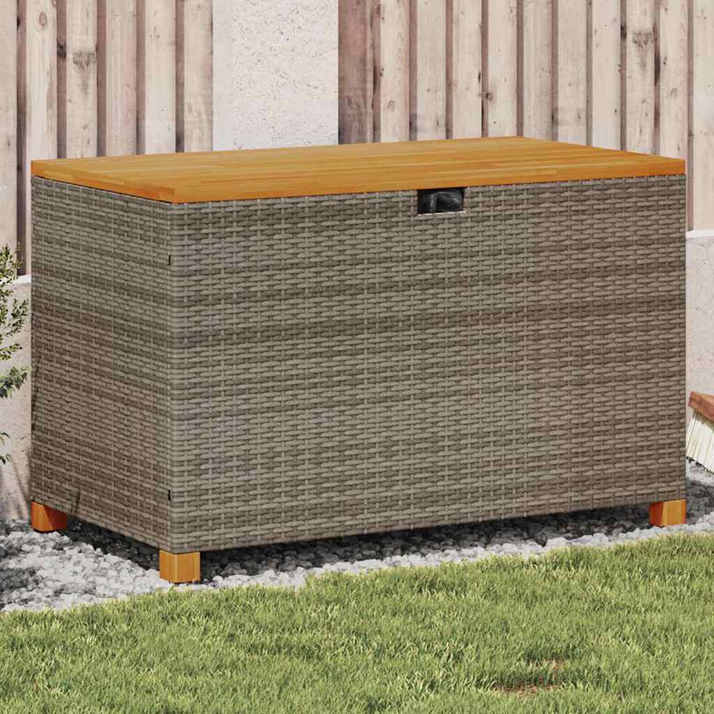 Gartentruhe Grau 110 cm Poly Rattan