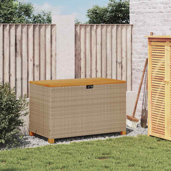 Gartentruhe Beige 110 cm Poly Rattan