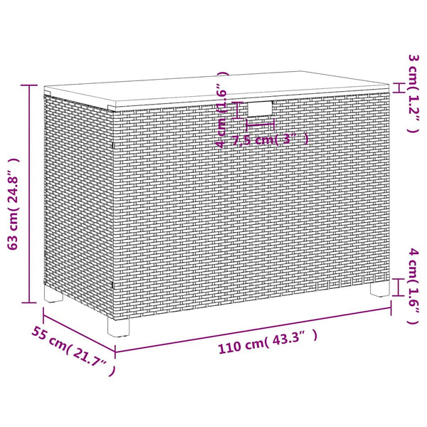 Gartentruhe Beige 110 cm Poly Rattan