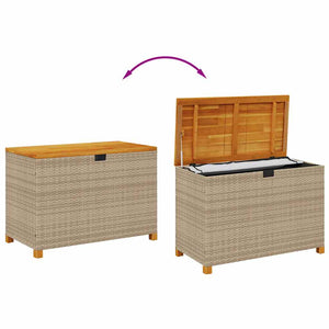 Gartentruhe Beige 110 cm Poly Rattan